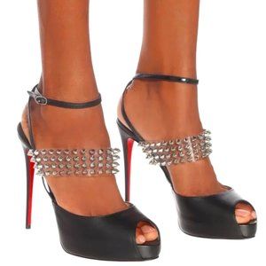 NWT❤️Christian Louboutin❤️Levita Girl 120 Leather and PVC Heels